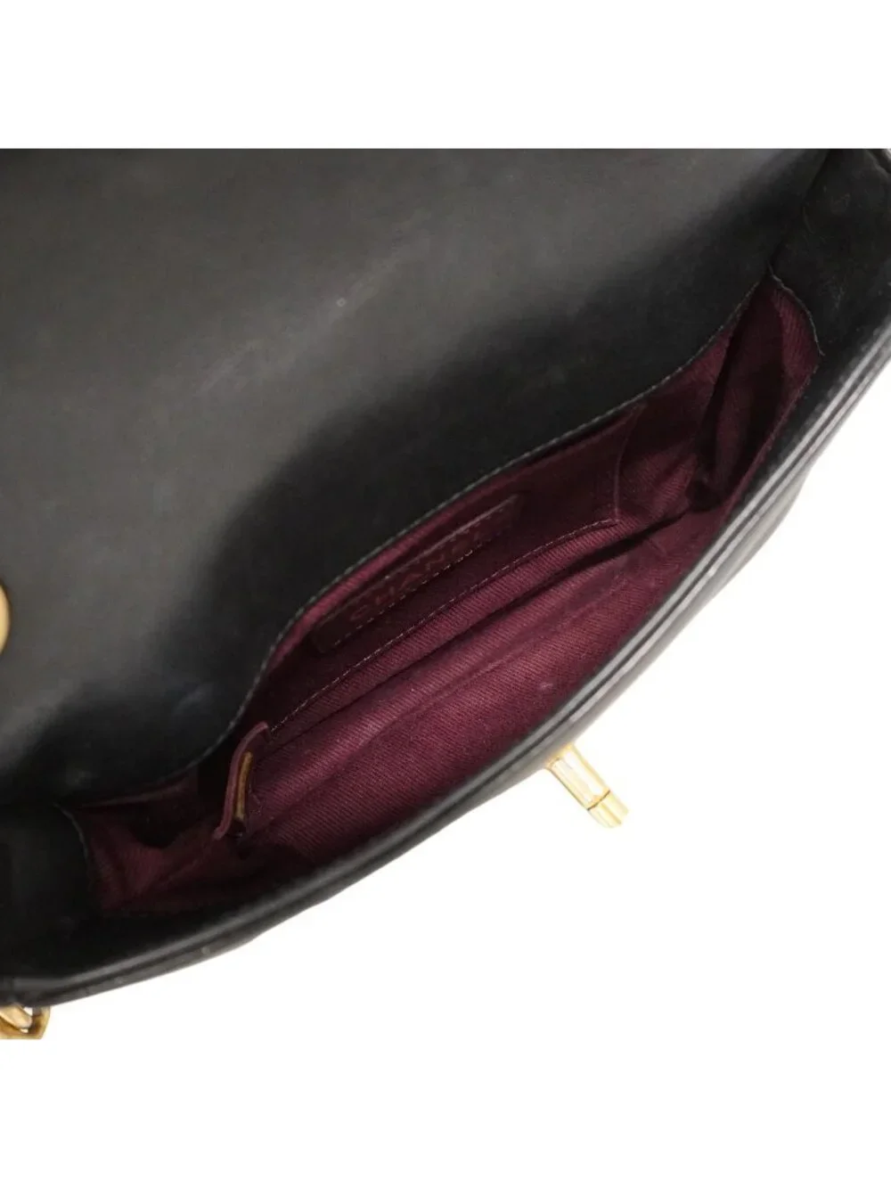 Chanel Shoulder Bag Quilted Leather Black Gold